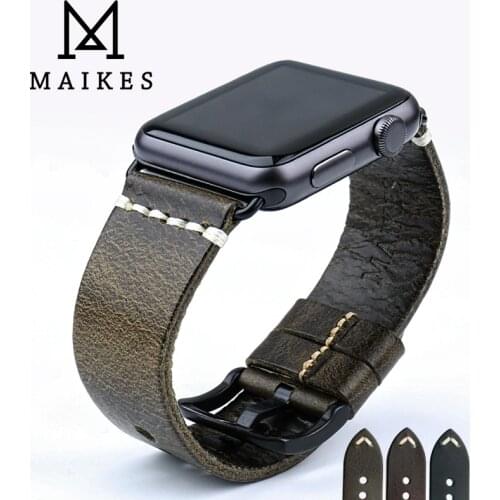 MAIKES New Design Gunuine Leather Watch Strap For Apple Watch Band 42mm 38mm / 44mm 40mm Series 4 3 2 1 iWatch Watchband