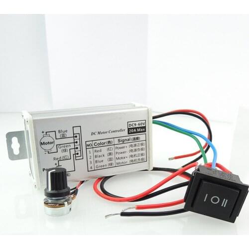 12V 24V 36V 48V DC 20A DC Motor Speed Controller pulse width modulation PWM Reserve with Metal Shell w/ switch,CVT Speed control
