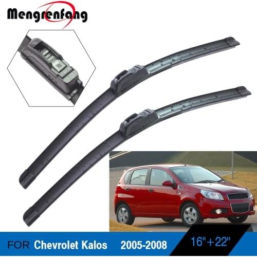 For Chevrolet Kalos Car Wiper Blades Front Windscreen Soft Rubber Wiper J Hook Arms 2005 2006 2007 2008