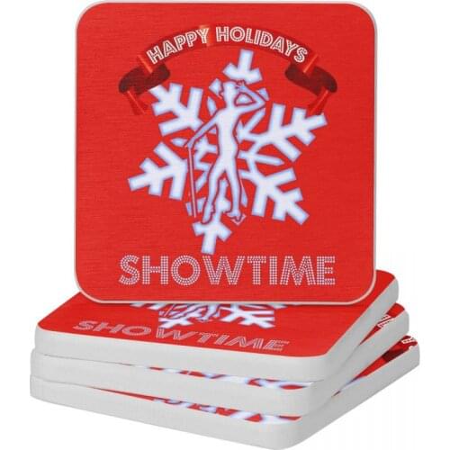 Showtime Happy Holidays Diatomite Square Round Shape Coaster Quick-drying Cup Bonsai Mat Soap Toothbrush Pad 10x10cm