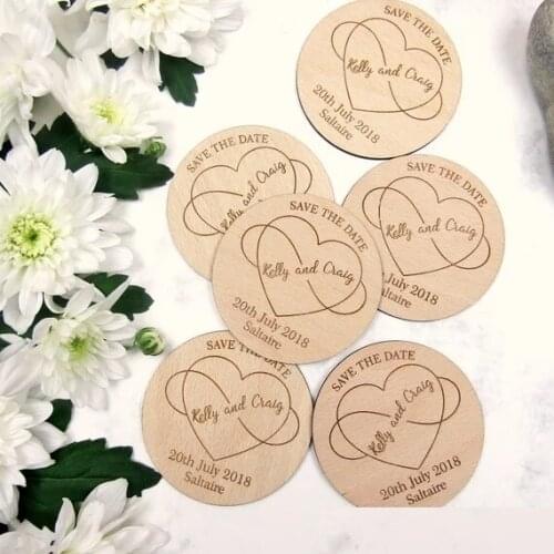 Customized rustic Wedding Announcement wooden Save the Date Magnets engagement party favors gifts invitation cards with envelops