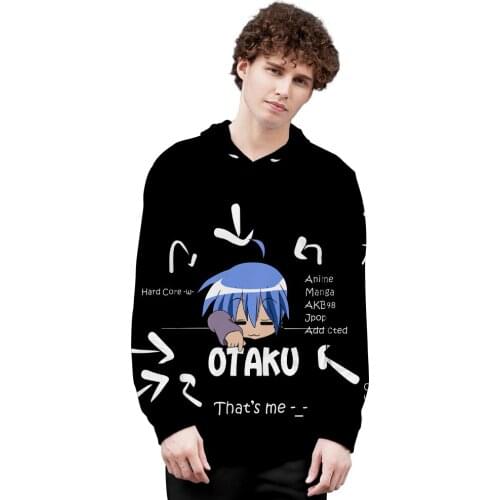 Otaku Printing Unisex Hoodies Sweatshirt Streetwear Hoodie Cotton Oversized Long Sleeve Sweatshirt Pullover Hoody