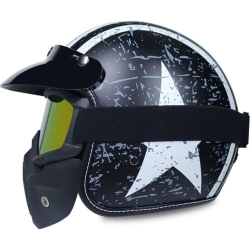 Motorcycle Helmet Vintage Synthetic Leather Casco Motorcycle Cruiser Chopper Scooter Cafe Racing 3/4 Face Helmet DOT