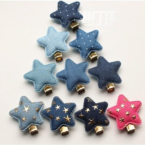 100pcs/lot Cowboy Hair Accessories Star Shape Kids Hairpin with Gold Mini Stars Korean Star Shape Girls Hair Barrette Naby blue