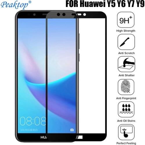 Tempered Glass For Huawei Y5 Y6 Y7 Prime 2018 Y7S Full Screen Protector For Huawei Y6 Y7 Pro Y9 Prime 2019 Protective Glass Film