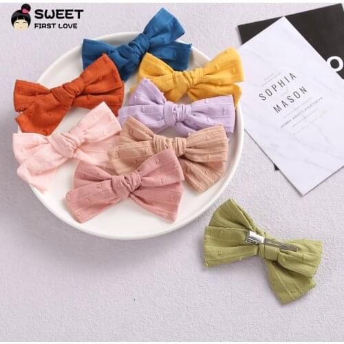 Bow Toddler Hair Bows Clips For Girls Baby Hairpins For Kids Cotton Solid Dot Barrettes Children Headwear Hair Accessories 2021