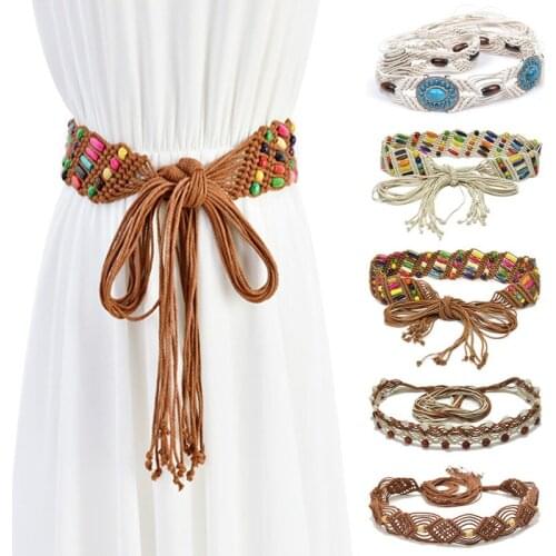 New Bohemian Ladies Belts Fashion National Style Hollow Tassel Tie Strap Waist Chain Womens Waistband Dress Accessories