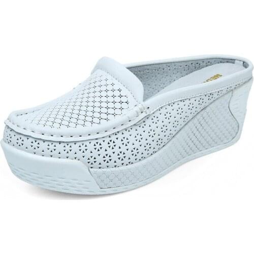 Women Slipper Sandals High Heels Wedges Platform Closed Toe Cut-outs Female Sandals Ladies Summer Beach Shoes Woman XKD4241