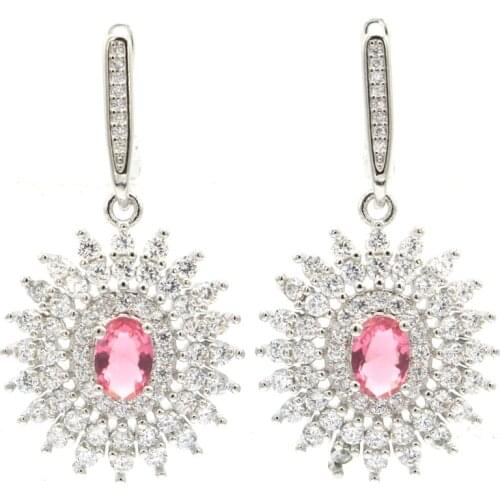 31x15mm 2021 New Arrival White Bright Cubic Zircon Gift Ladies Engagement 925 Sterling Silver Stud Earrings