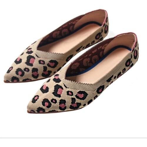 Pop New Spring Women Flats Shoes Leopard Print Women Shoes Casual Single Shoes Ballerina Women Shallow Mouth Shoes