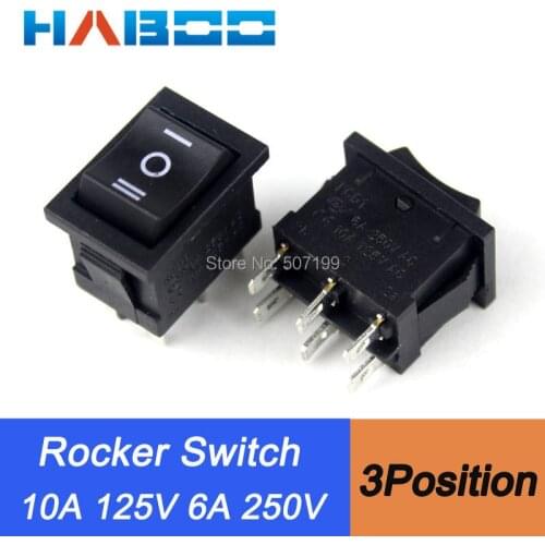 100PCS Packing KCD1 on-off-on electronics rocker switch 6pins 3position 250v t85 rocker switch mini boat switch