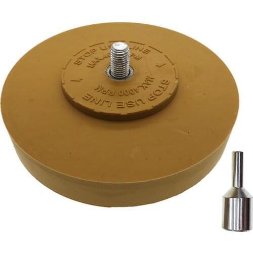 4" Rubber Eraser Wheel for Adhesive, Sticker, Pinstripe, Decal and Graphic Remover with 1/4" Shank Drill Adapter