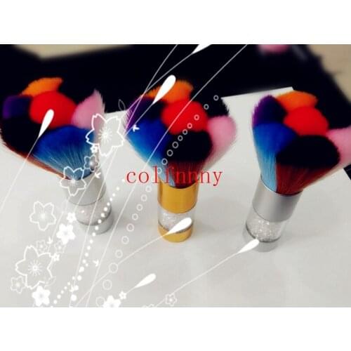 400pcs/lot Fast shipping New style Colorful Rhinestones Nail Dust Brushes Nail Gel Powder Nail Art Dust Remover Brush Cleaner
