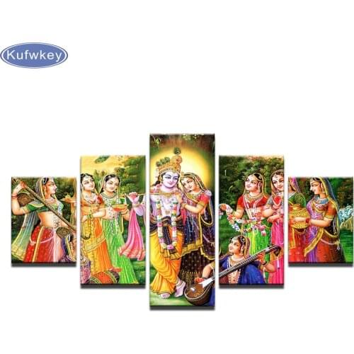 5pcs/set,5D DIY Diamond Painting India Myth Lord Krishna diamond Embroidery Full Square Diamond Cross Stitch Rhinestone Mosaic