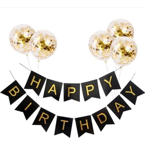 5 Sequined Balloons Birthday Pull Flag Set Happy Birthday Letter Festival Party DIY Decorations
