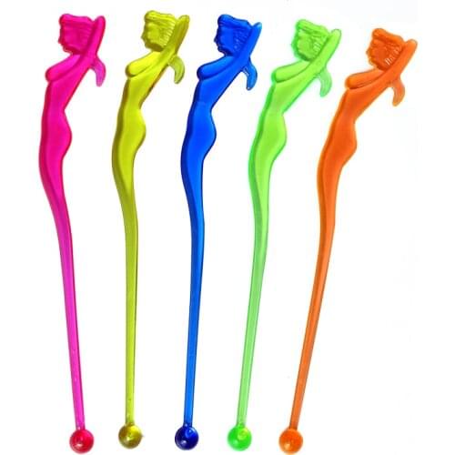 50PCS Lady-shaped Cocktail Swizzle Sticks Drink Wine Coffee Tea Stirrer Bar KTV Home Party Decoration Supplies Decoration