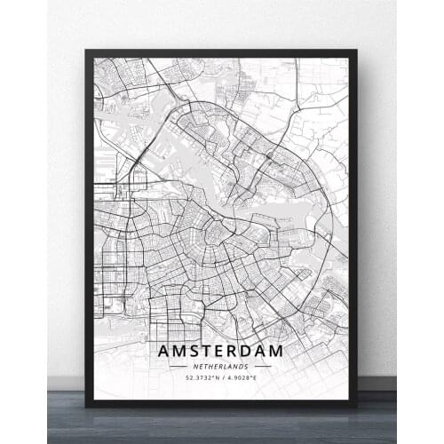 Amsterdam Eindhoven Fijnaart Leiden Rotterdam The Hague Netherlands Map Poster