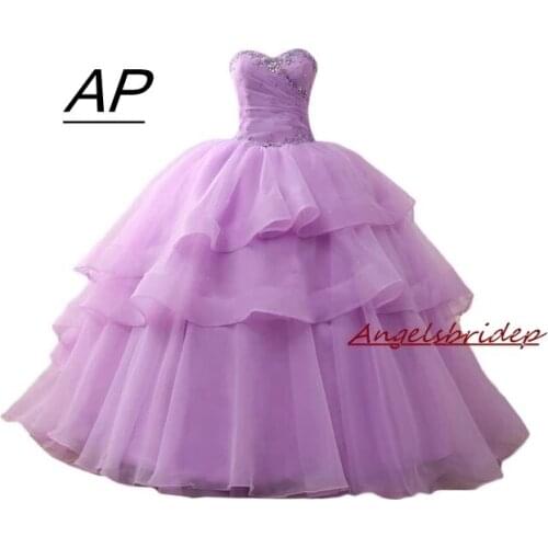 Angelsbridep Sexy Crystals Ball Gown Quinceanera Dresses 2021 Beading Sequins Sweet 16 Dresses For 15 Years Vestidos De 15 Anos