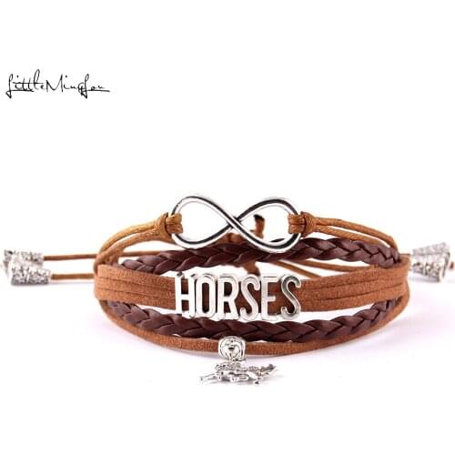 Infinity love Horse women bracelet Horse Charm wrap adjustable macrame handmade bracelets bangles for women jewelry accessories