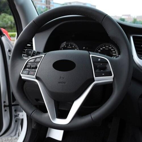 For Hyundai Tucson 2015 16 17 2018 2019 ABS ABS Matte Car Steering wheel Button frame Cover Trim Car Styling Accessories 2pcs