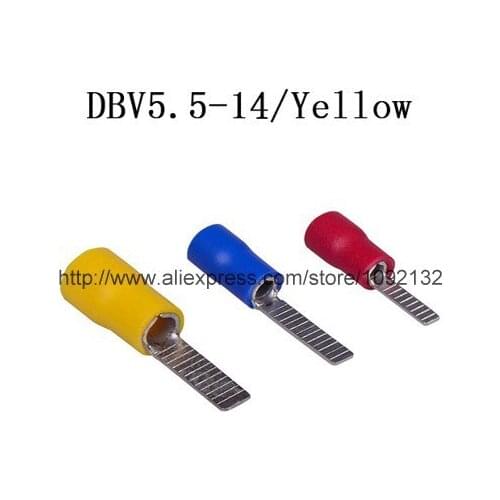 DBV5.5-14 AWG12-10 yellow Wire Connector Insulated Pin terminal Chip-Shaped Pre- Insulating Terminal 1000 pieces