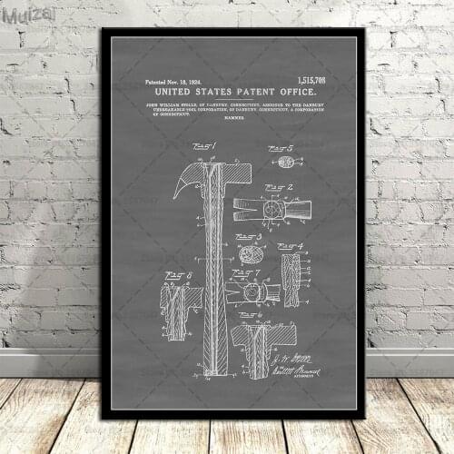 Tool Patent Workshop Metal Work Mechanic Blueprint Poster Canvas Painting Posters and Print Wall Art Picture for Room Home Decor
