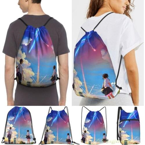 Kimi No Na Wa Your Name Anime Movie Poster Best Res Men Outdoor Travel Gym Bag Waterproof Drawstring Backpack Women Fitness Bags