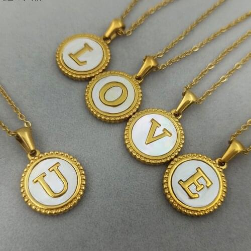 Minimalist Initial Necklace Stainless Steel Gold Color 26 Alphabet Letter Name Choker Girls Clavicle Pendant Jewelry Gift