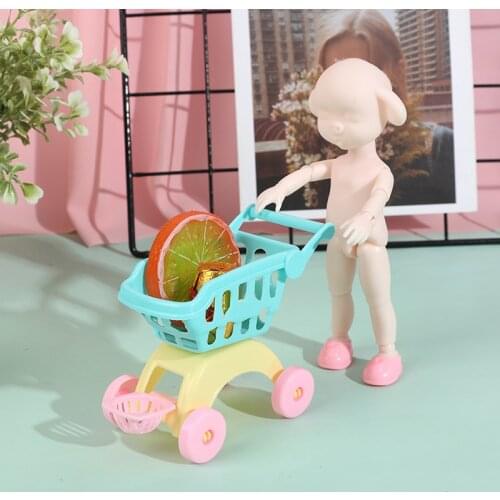 Creative Dollhouse Mini Handcart Simulation Small Supermarket Shopping Cart Utility Cart Pretend Play Toys Strollers Kids Gift