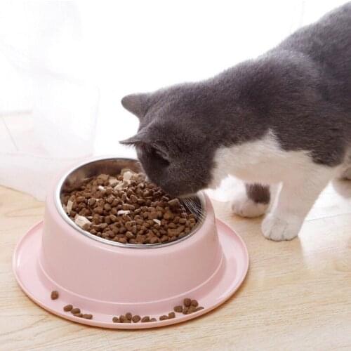Pet Round Bowl Dog Cat Eating Food Bowls Stainless Steel Non-slip Resistant Feeder Device Pets Tableware for dogs
