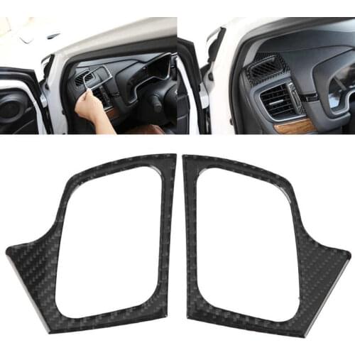 2Pcs Dashboard Side Air Vent Trim Carbon Fiber Frame Cover Fit for Honda CR-V 2016 2017 2018 2019 Car style