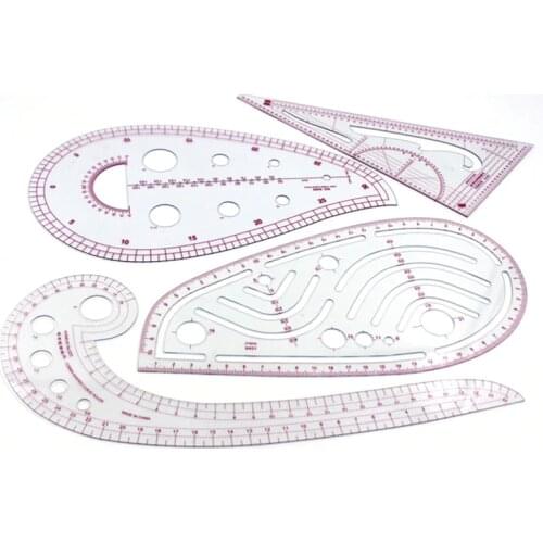 4pcs/Set Ruler French Curve Cutting Rulers Yardstick Sewing Tools Measure Dressmaking Clothing Sample Tailor Drawing Tools