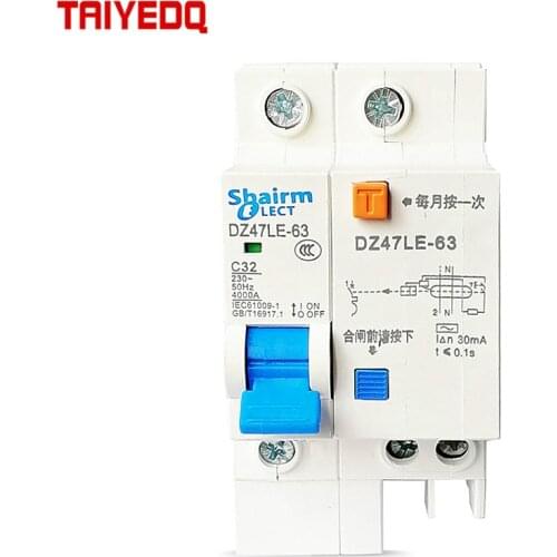 Miniature Leakage Circuit Breaker DZ47LE-63 Household Electric Water Heater Anti-Shock Protection 1P+N 32A 50A 63A MCB