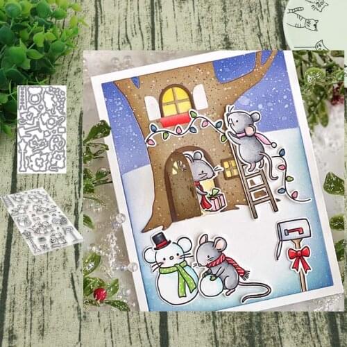 Mouse festival Metal cutting dies and Clear Stamps Transparent Silicone Seal for DIY scrapbooking photo album Decorative