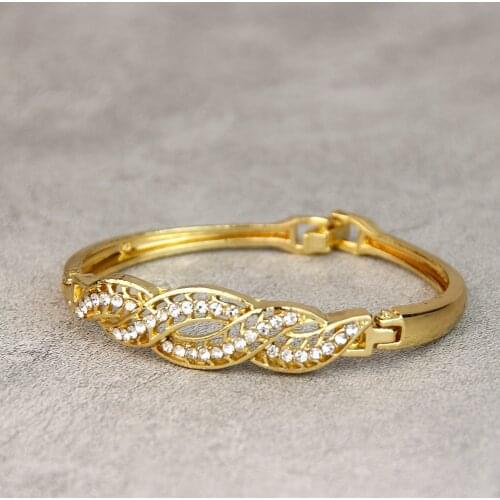 Neovisson Trendy Golden Arabic Crystal Bangle Set Thin Twist Cuff Bracelet for Women Algerian Ethnic Wedding Jewelry Gift 2020