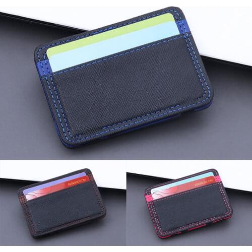 2021 New Brand Mens Leather Magic Wallet Money Clips Thin Clutch Bus Card Bag For Women Small Cash Holder Slim Man Purse