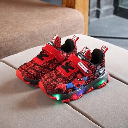 New Boys Sneakers Girls Spiderman Kids Led Shoes With Lights Sneaker Spring Autumn Shoes Children Toddler Baby Girl Shoes