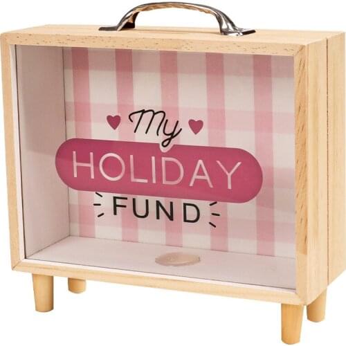 Wholesale creative childrens gifts portable wooden coin paper money new years money storage tank