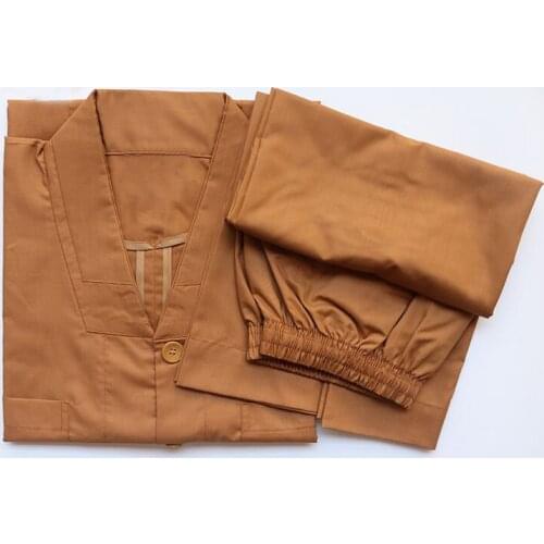 Autumn&Spring Buddhist shaolin monks uniforms zen lay meditation suits martial arts clothing yellow/gray