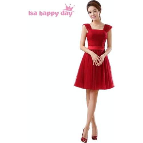 Wine red pastel teen girl bridesmaid maid dress bow back pretty short formal special occasion party dresses for teens B1991