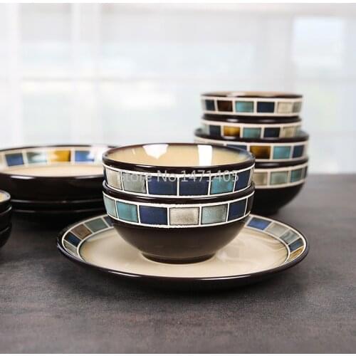 Ceramic Rice Bowl Household Single Large Soup Bowl Instant Noodle Bowl Dinner Plate Plate Dishes Nordic Tableware