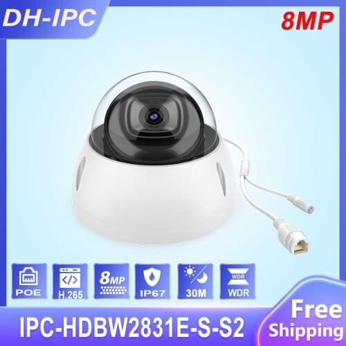 Dahua 8MP 4K MIni POE IPC-HDBW2831E-S-S2 SD Card Slot H.265+ IP67 Starlight Dome Surveillance Network Camera
