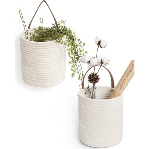 Foldable Woven Wall Mounted Basket Plant Flower Pot Cotton Rope Holder Storage Organizer Storage Home Decoration