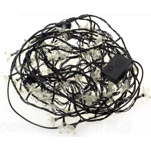 Super bright White Petals black wire led christmas tree light 110-220V 10M 80 Led string For Chrisma New Year Party fairy lights