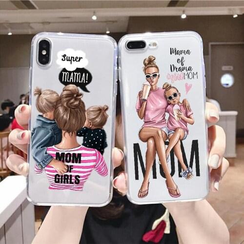 Spuer Mama Baby Mom Girl Phone Case For Samsung Galaxy Note 4 8 9 10 20 S8 S9 S10 S10E S20 Plus UITRA Ultra transparent tpu