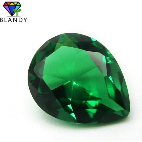 Factory Price 2x3~8x10mm Pear Cut Nano Green Stone 5A Wax Setting Green Nano Synthetic Gems For Jewelry DIY Stone