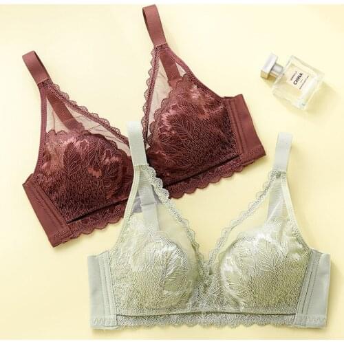 Roseheart New Sexy Women Fashion Black Green Wireless Lace Padded Push Up Bra Bralette Cup C D Underwear Female Bras Plus Size