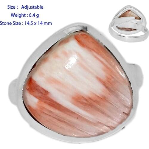 Genuine ORANGE SCOLECITE Ring 925 Sterling Silver Jewelry Women gift , Adjustable