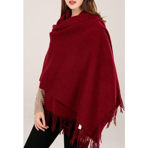 Winter 100% Wool Shawls and Wraps Wool Pashmina Red Bufandas Warm Woolen Blanket Scarf Women Cashmere Scarf Echarpe Femme