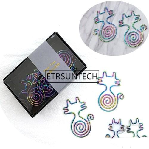 100sets Paper Clips Cat Shape Cute Innovative Rose Gold Rainbow Paper Clips For Scrapbooks Notebook Gift For Children